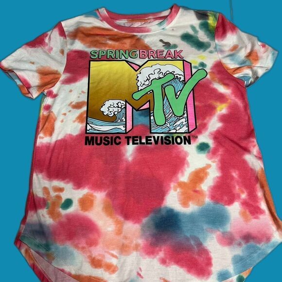 MTV Women's Multi Color Tie Dye Effect T-shirt Size Medium - Picture 1 of 3